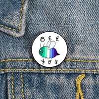 mlm pride bee you printed pin custom brooches shirt lapel teacher tote bag backpacks badge cartoon gift brooches pins for women