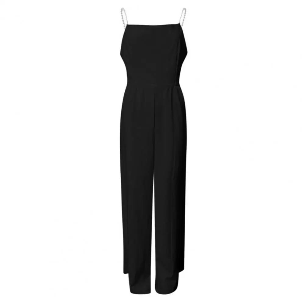 

Stylish V Neck Lady Women Jumpsuit Summer Jumpsuit Full Length Pants Pure Colors