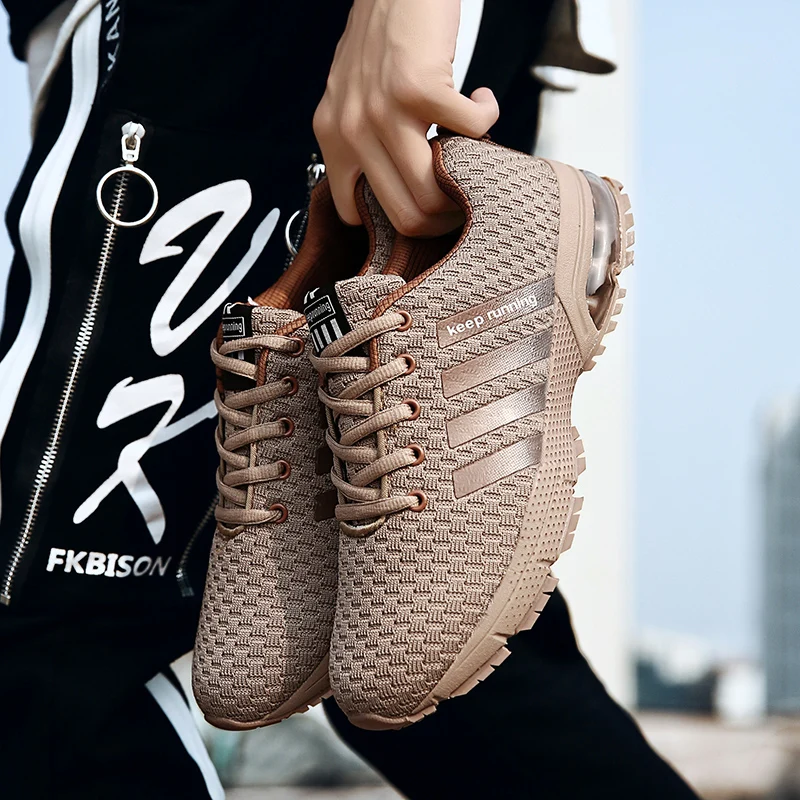 Couple Running Shoes Camouflage Shoes for Men Women Trainers Unisex Sport Shoes Breathable Soft Sneakers Brown Plus Size 46