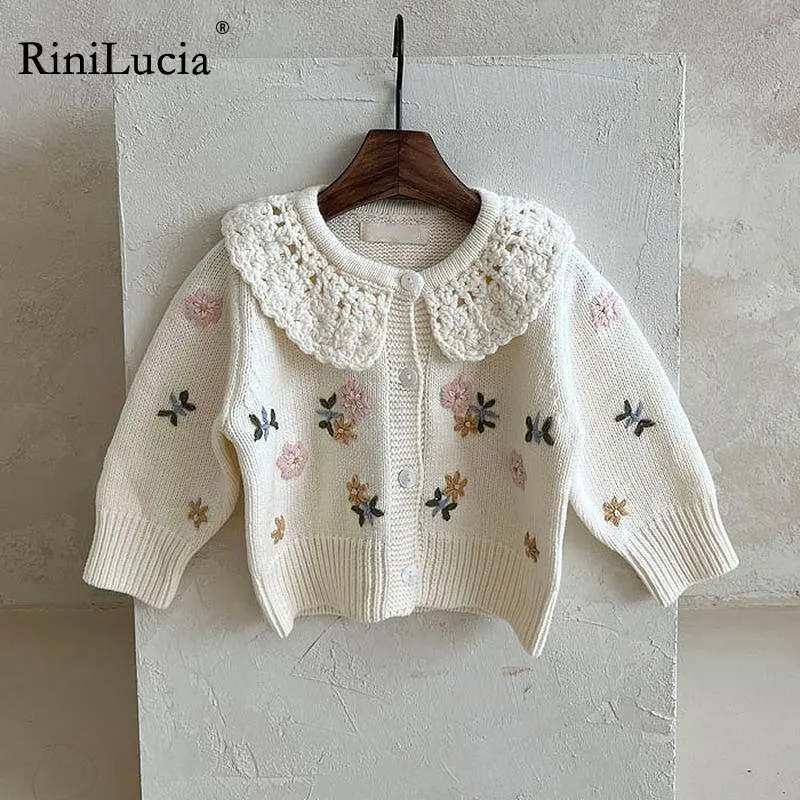

RiniLucia Autumn Girls Jacket Baby Knitted Cardigan Embroidery Top Toddler Sweater Children's Jacket Kids Coat For Girls Baby