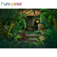 funnytree wild jungle baby shower onederful background 1st birthday party african safari animals tiger forest photozone backdrop