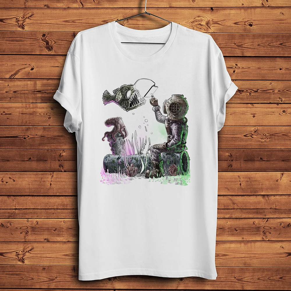 

Забавная Мужская футболка с аниме принтом глубокой акванавта, дайвера, кораллового цвета, Мужская футболка с коротким рукавом, дышащая уличная футболка унисекс