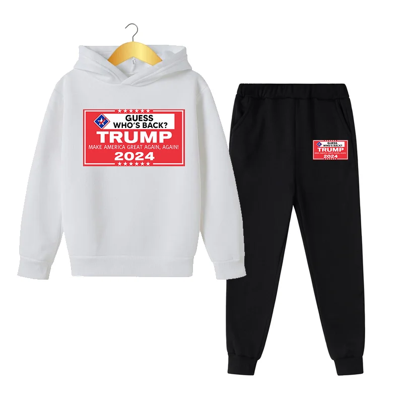 

2022 New Trump Kids Suit Hoodie Boys Girls Clothes Autumn Casual Sports Clothes Jogging Clothes Pullovers Fit