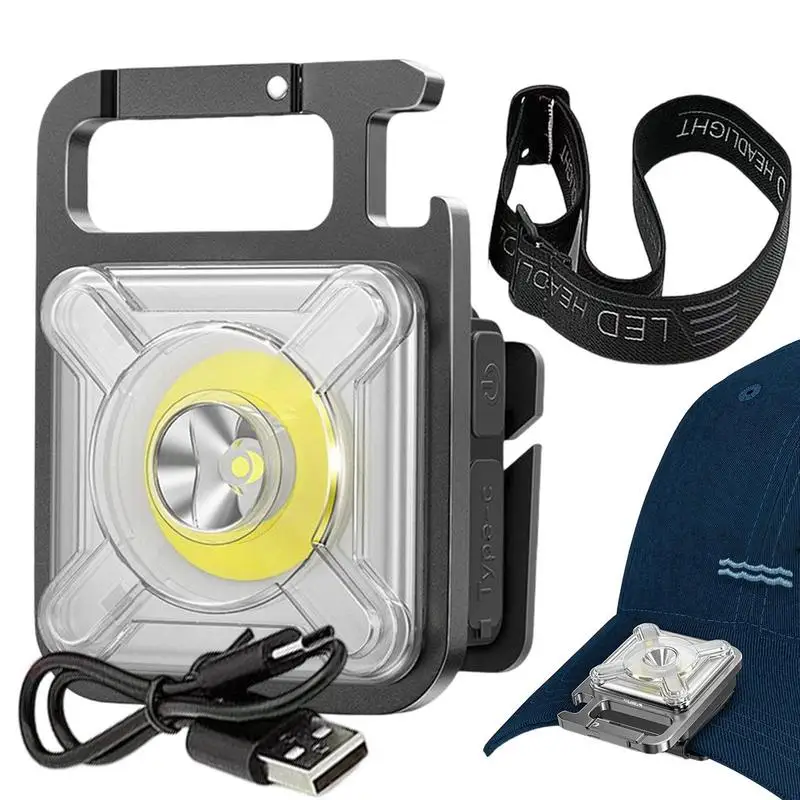 

Hat Clip Flashlight 11 Gears/5 Lights Keychain Work Light Magnetic USB Keychain Led Flashlights Luminous Bottle Opener Hiking