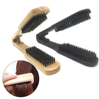 tcmhealth wood v folded hair straightener boar bristles clamp no electric detangler hair brush hairs styling tool double side