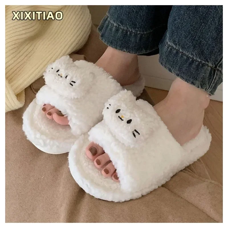 Hello Kitty милые плюшевые куклы удобные мягкие тапочки кавайная осенне-зимняя теплая