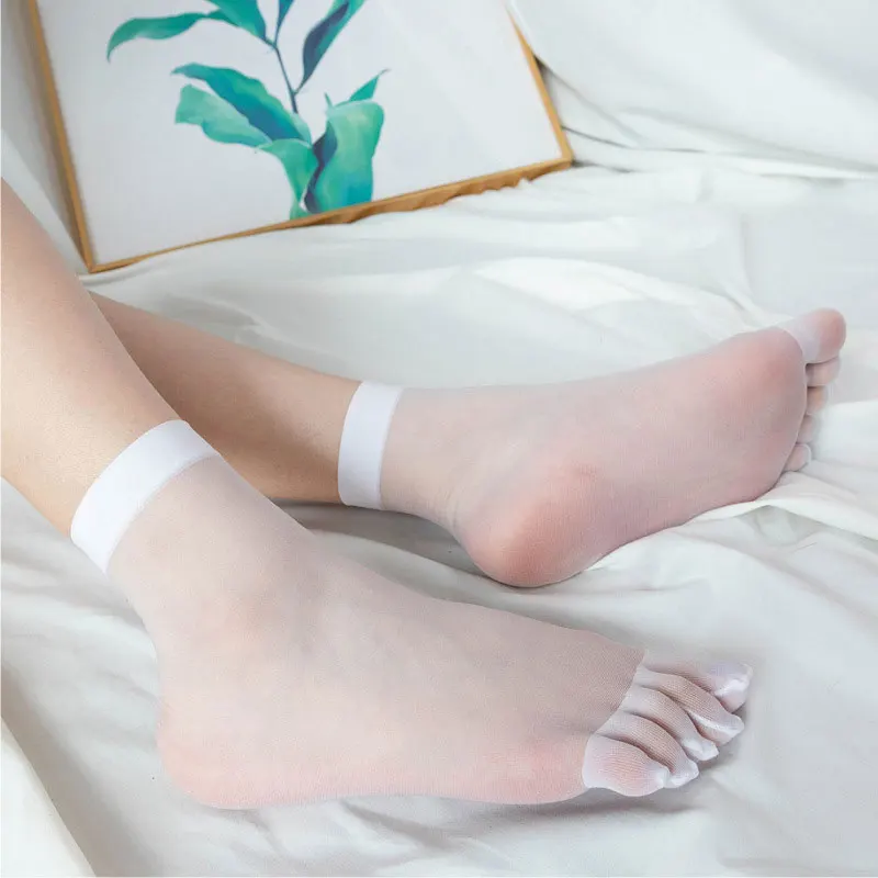 Летние женские прозрачные ультратонкие носки с раздельными пальцами дышащие