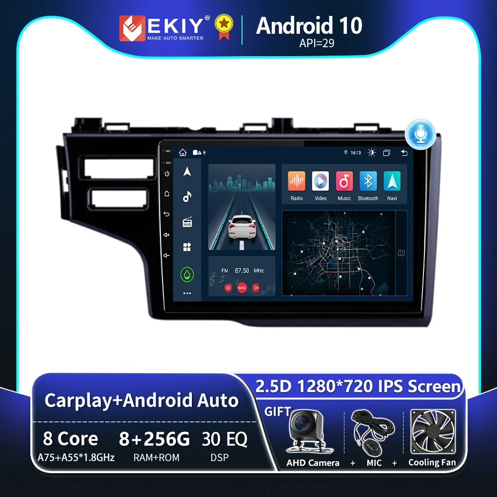 

EKIY T8 8G 256G для Honda Fit 2014 2015 2016 2017 Автомобильный радиоприемник Мультимедийная система Магнитофон Навигация GPS Стерео Авто Android Carplay Беспроводная связь Нет 2 Din DVD-плеер Головное устройство
