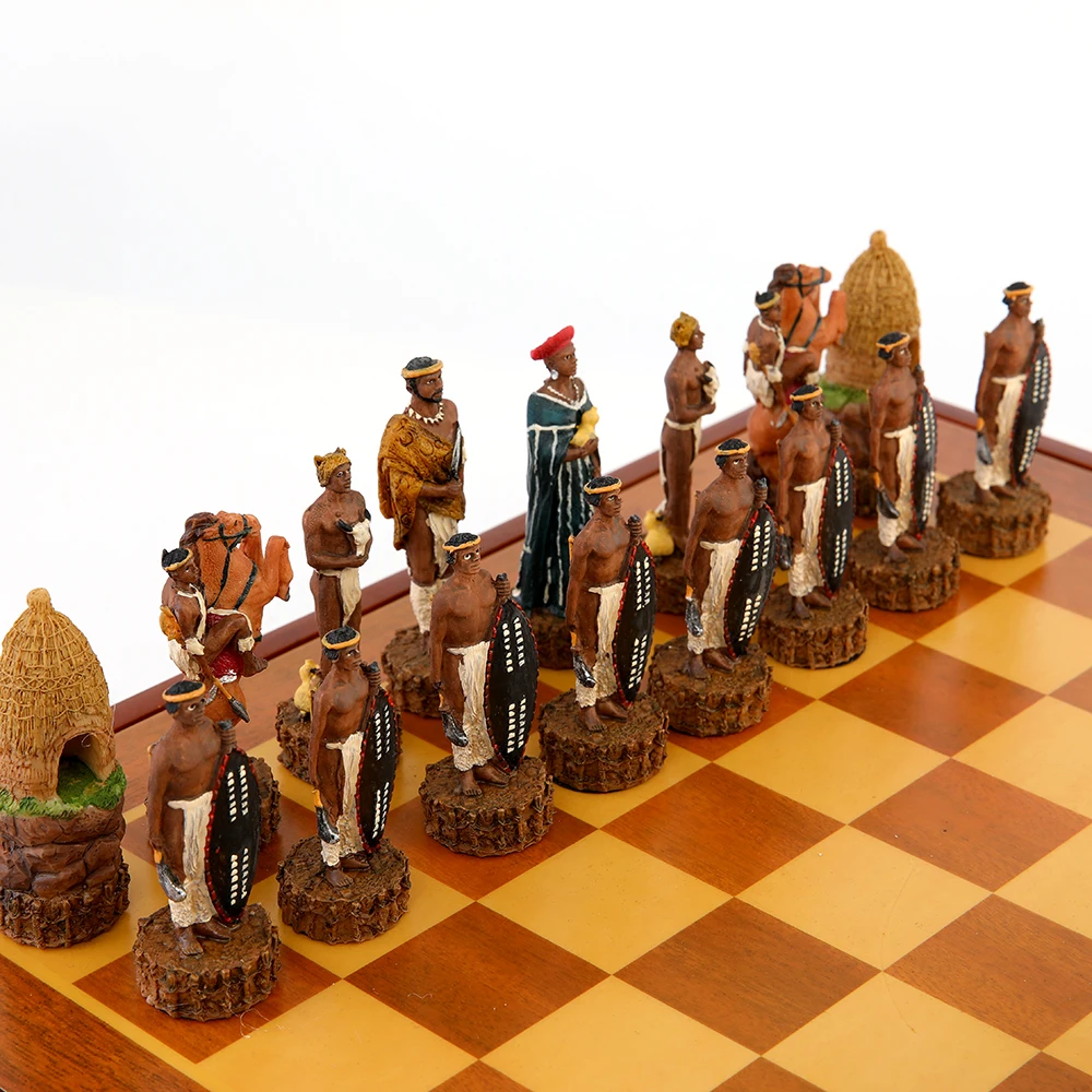 Фигурка война Зулу шахматы из смолы национальная история тема Настольная