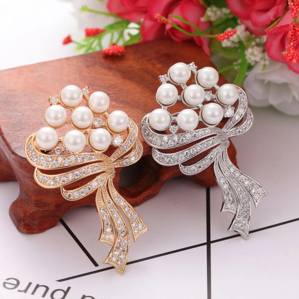 Женская Брошь с 8 бусинами и жемчугом, 3 А