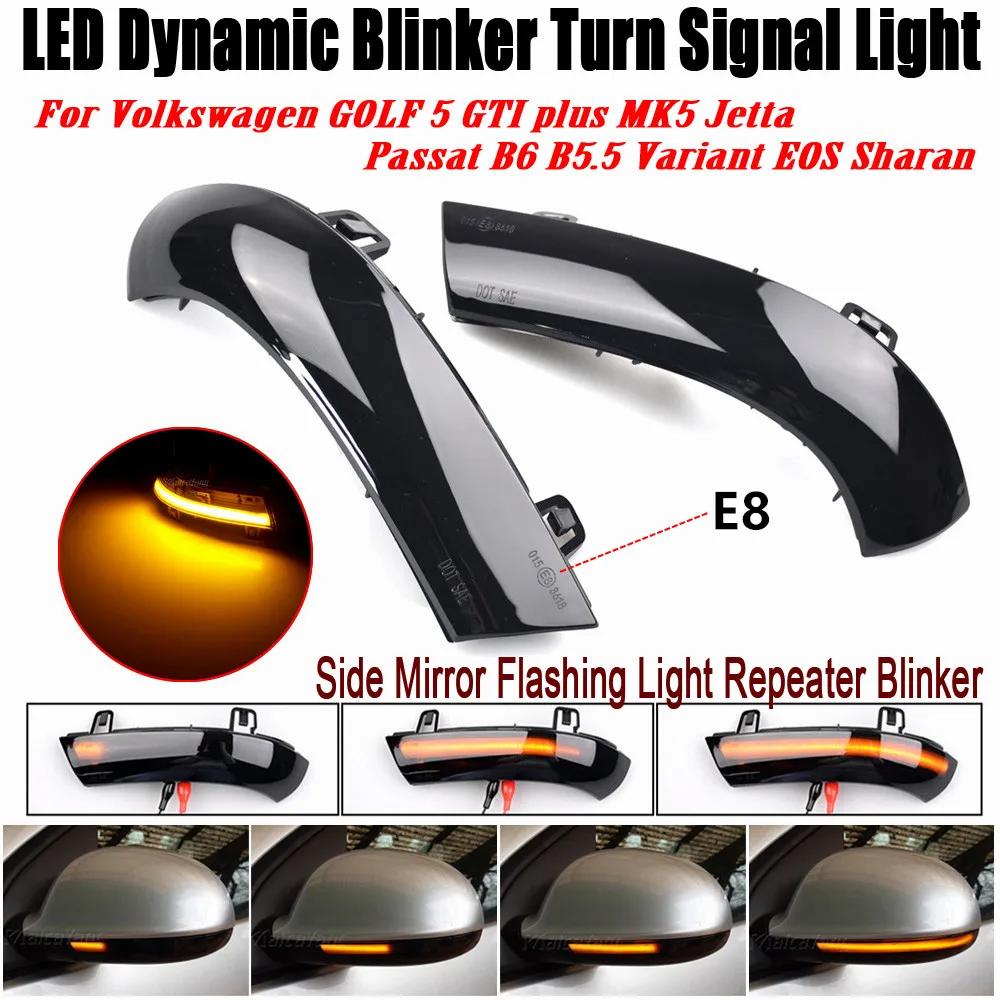 

Динамический указатель поворота, светодиодный индикатор зеркала заднего вида, мигалка, повторитель света для Volkswagen VW GOLF 5 Jetta MK5 Passat B5.5 B6 EOS