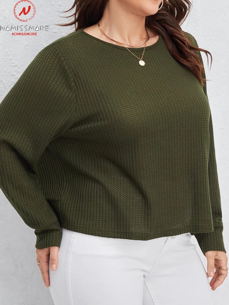 

Plus Size Streetwear Solid Color T-Shirts for Women Kink Design O-Neck Long Sleeve Spring Autumn Casual Loose Pullovers Top