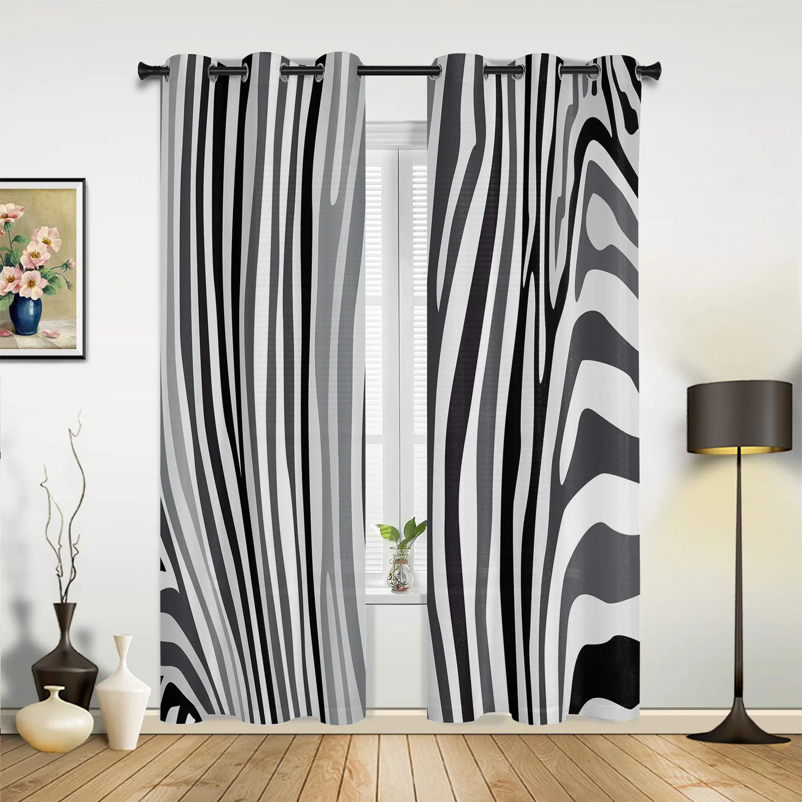 

Zebra Black And White Stripes Curtains for Bedroom Living Room Drapes Kitchen Children's Room Window Curtain Modern Home Decor