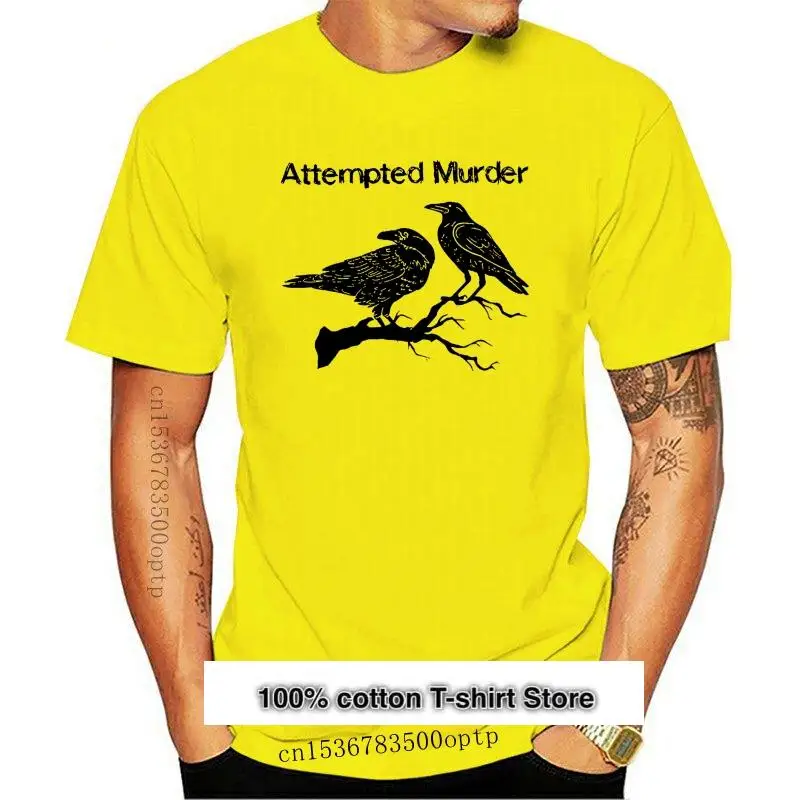 

Camiseta divertida para hombre y mujer, camisa de talla grande con estampado de Crow flocado y pájaro, nueva, a la moda