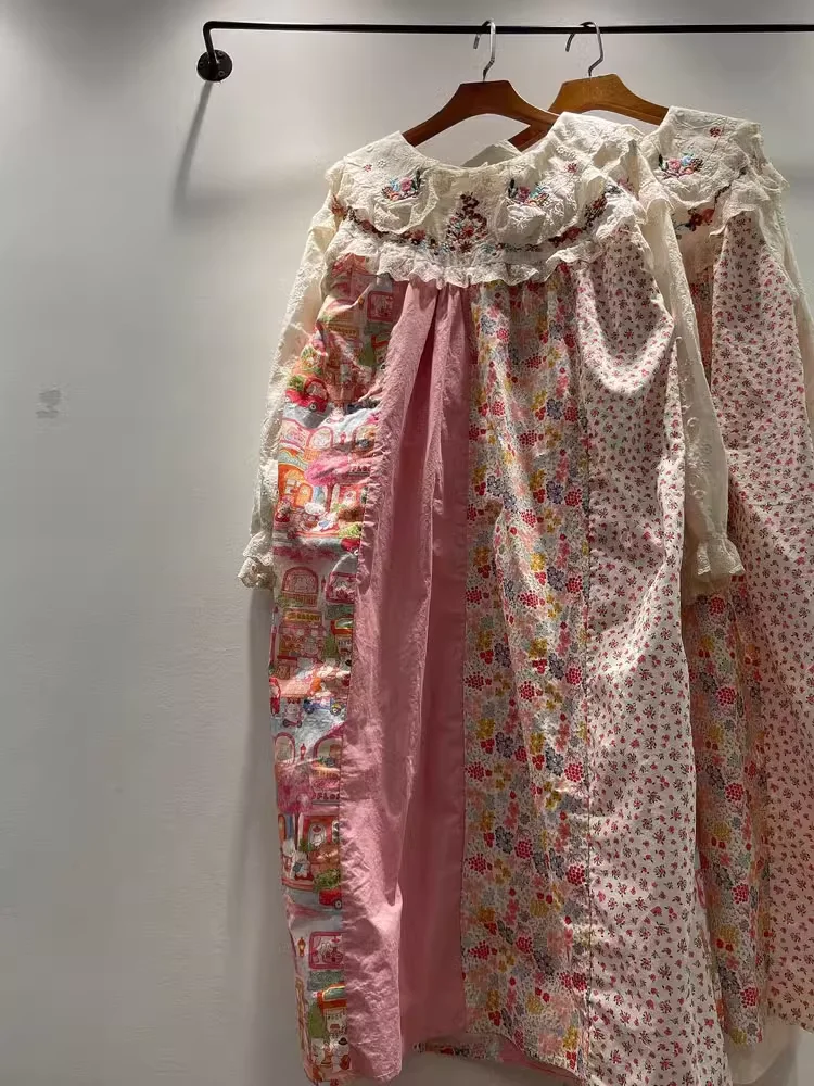 Женское платье с кружевным воротником Enianechu в японском стиле мори Кей лоскутное