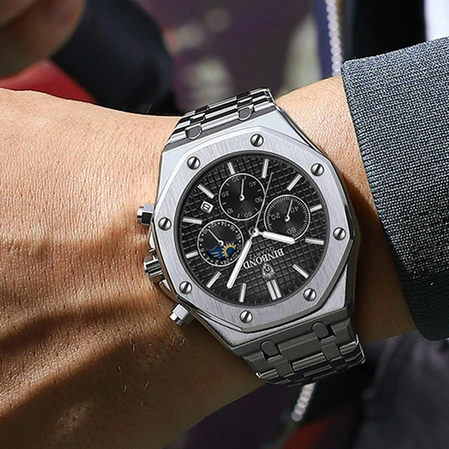 Chronograph Sport Wristwatch - Stainless Steel - Date Clock 6