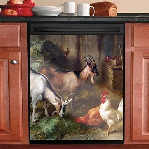 

Yosa Farmhouse Kitchen Decoration, Dishwasher Cover Rooster Decor Sticker Magnetic, Sheep Closet Panel Decal Decor, 23x26inch( M