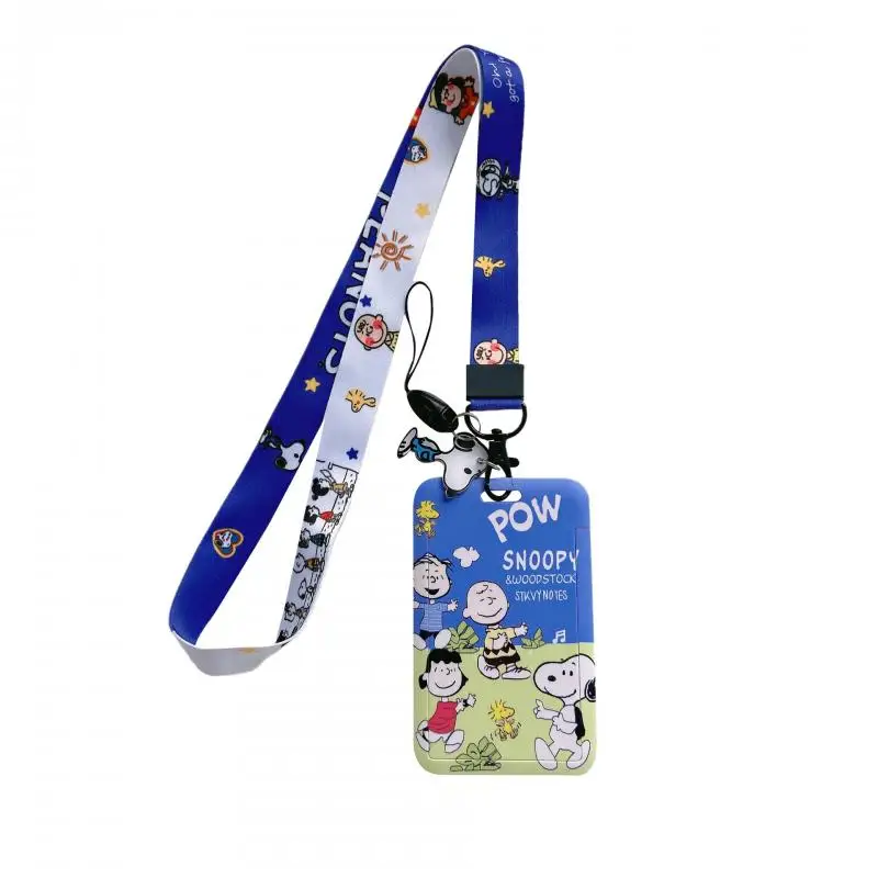 New Snoopy Card Sleeve Kawaii Cartoon Student Campus Card Traffic Card Protective Case Backpack Hanging Couple Key Chain