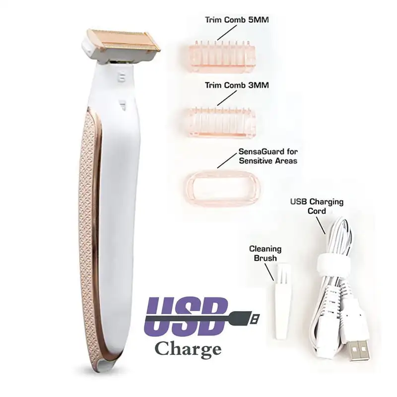 

Body Rechargeable Ladies Shaver and Trimmer, White/Rose Gold