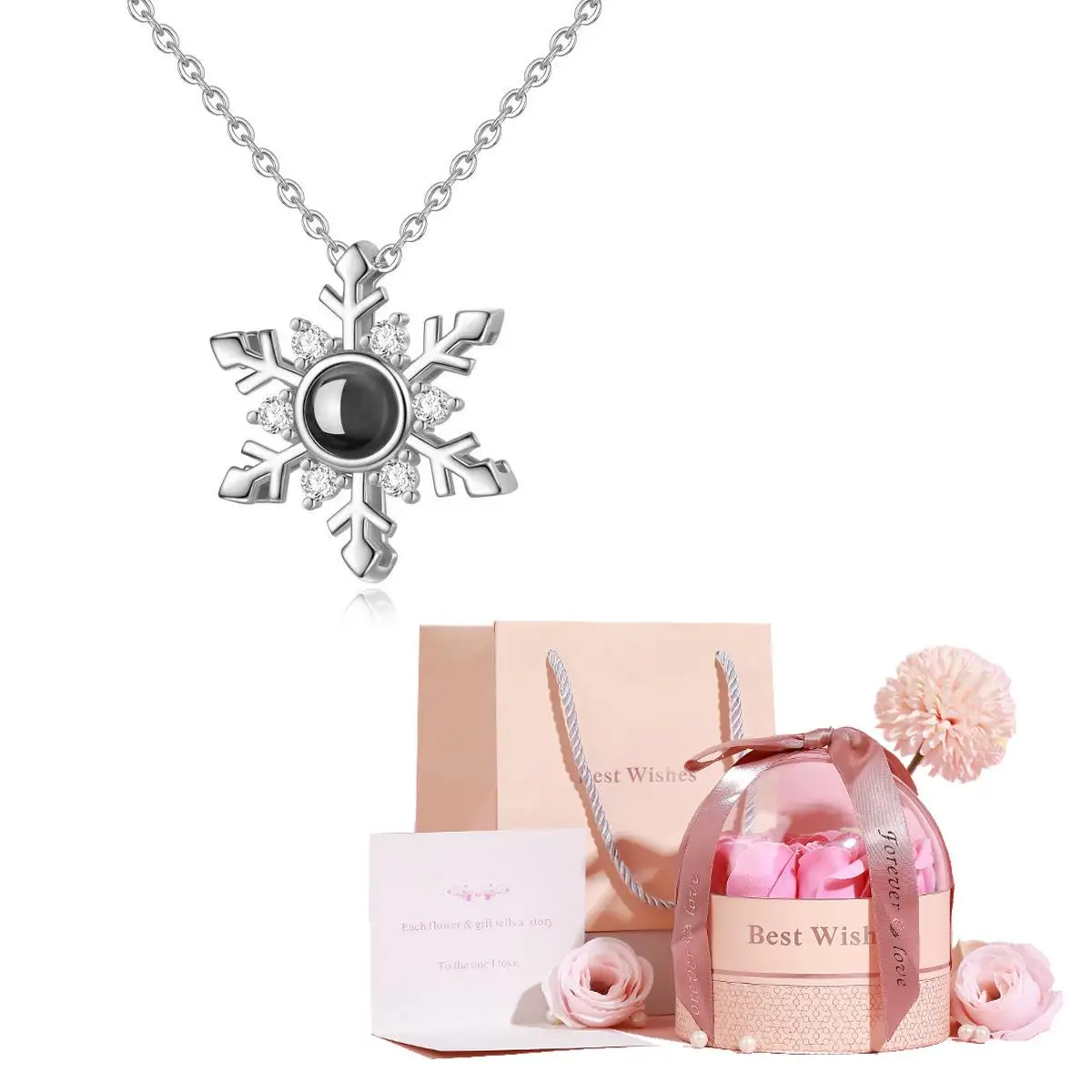 Ожерелье С Подвеской В Виде Снежинки И Проектором 100-язычный Романтический