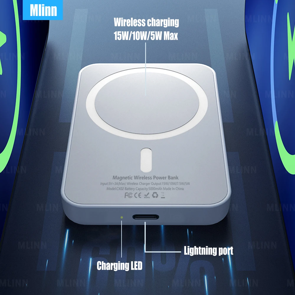 5000mAh Original 1:1 Portable Magnetic Wireless Power Bank MagSafe Powerbank Spare Battery For iPhone 14 13 12 Pro Max Mini
