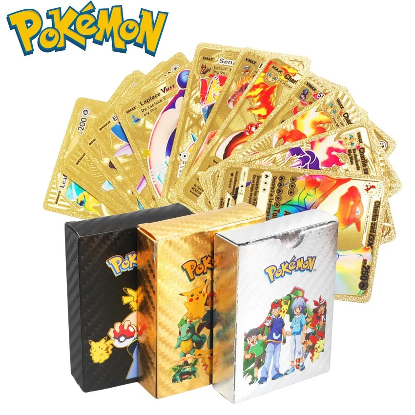 

Карты Pokemon Vmax GX, металлическая Золотая энергетическая карта, Charizard Pikachu редкая коллекция, Боевая тренировочная карта, детские игрушки, подарок, 55 шт./компл.