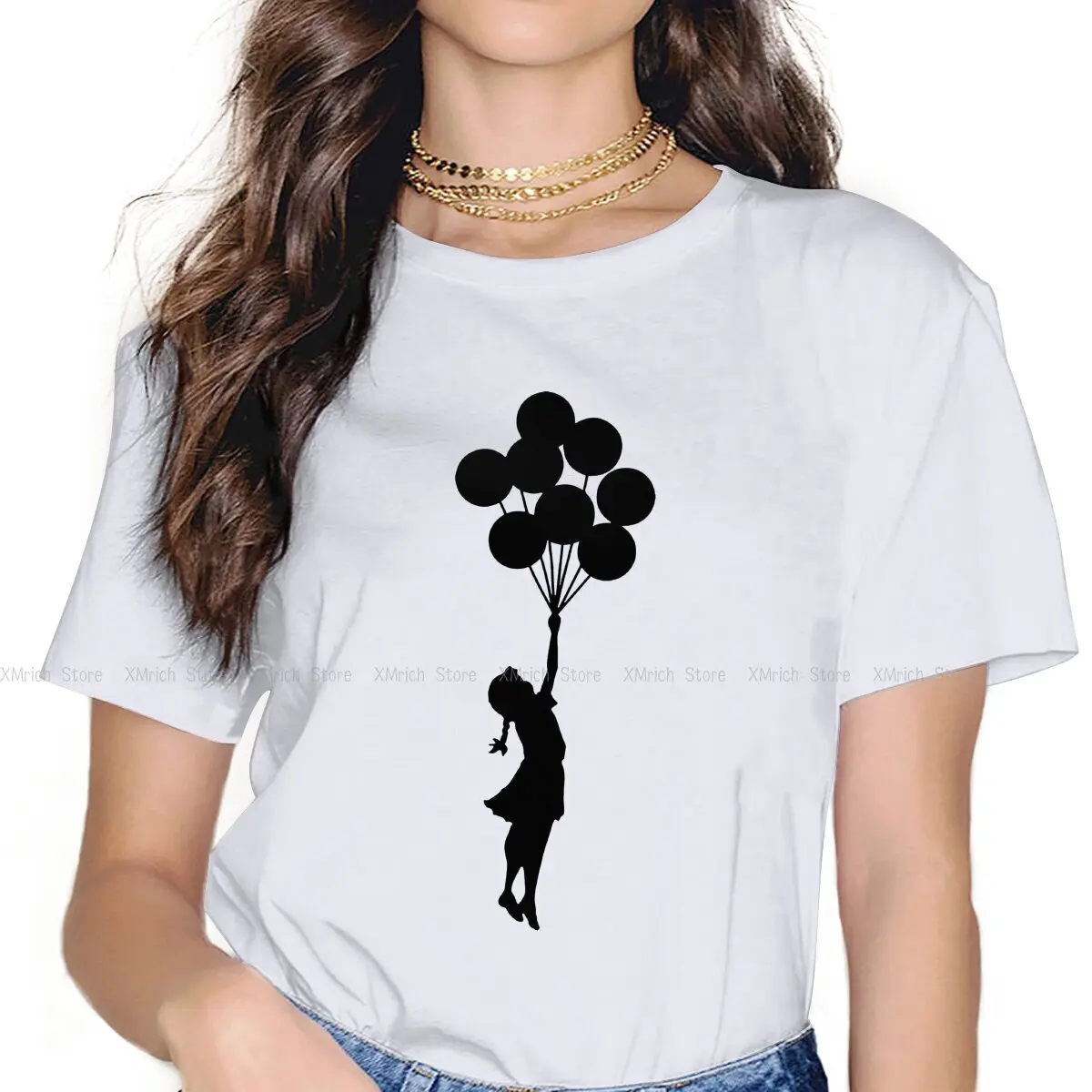 

Girl With Balloons Women Clothing Banksy Graffiti Wall Art Graphic Female Tshirts Vintage Gothic Loose Tops Tee Kawaii Girls