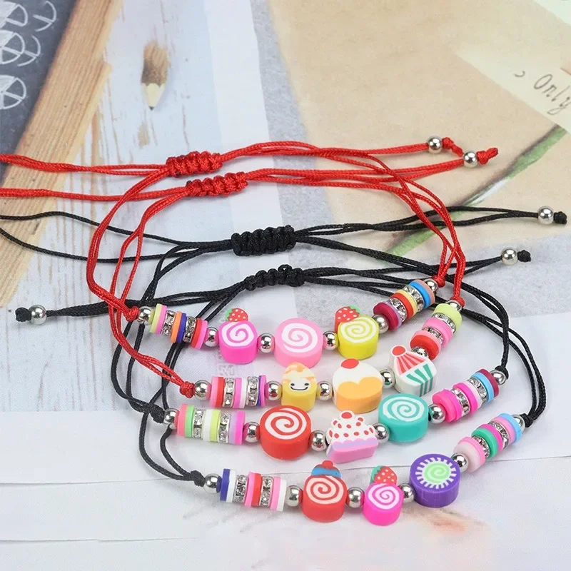 12 шт./комплект регулируемый браслет из полимерной глины с фруктами