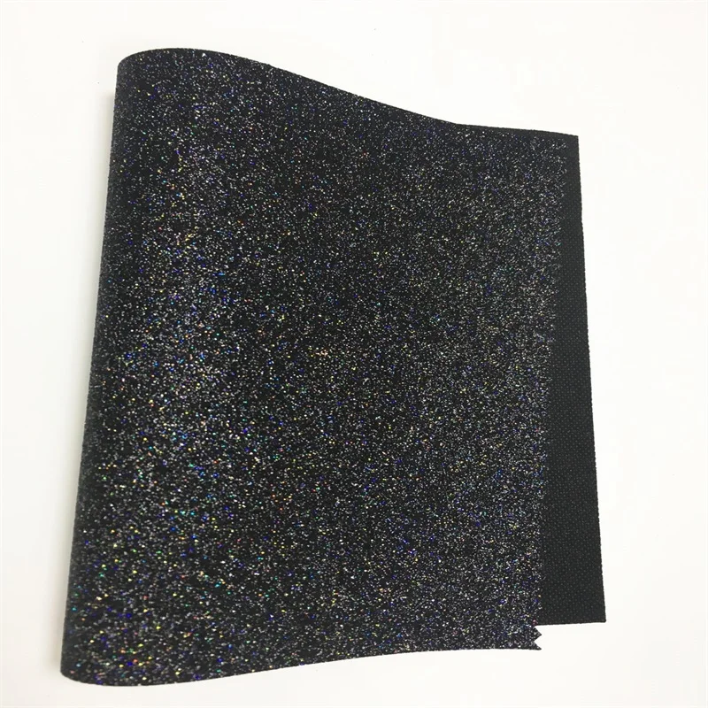 

20x30Cm 4PCS black color fine Glitter Fabric Leather no woven backing For Bows Earring Home Decoration Bag DIY