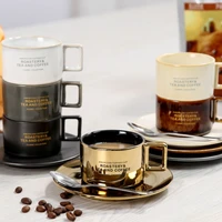 luxury golden ceramic coffee mug espresso milk juice cup european style afternoon tea cup saucer set with plate spoon drinkware