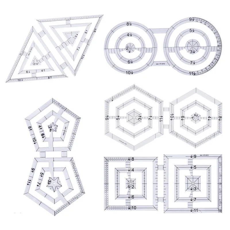 

Transparent Acrylic Patchwork Rules Quilting Rules Sewing Parts Twin Ruler Double-Pentagon and Double Circle Ruler 1Pcs
