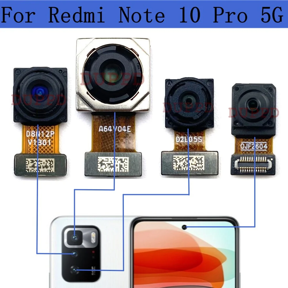 

Rear Camera For Xiaomi Redmi Note 10 Pro 5G Original Front Selfie Back Wide Main Macro Depth Camera Flex Cable Parts