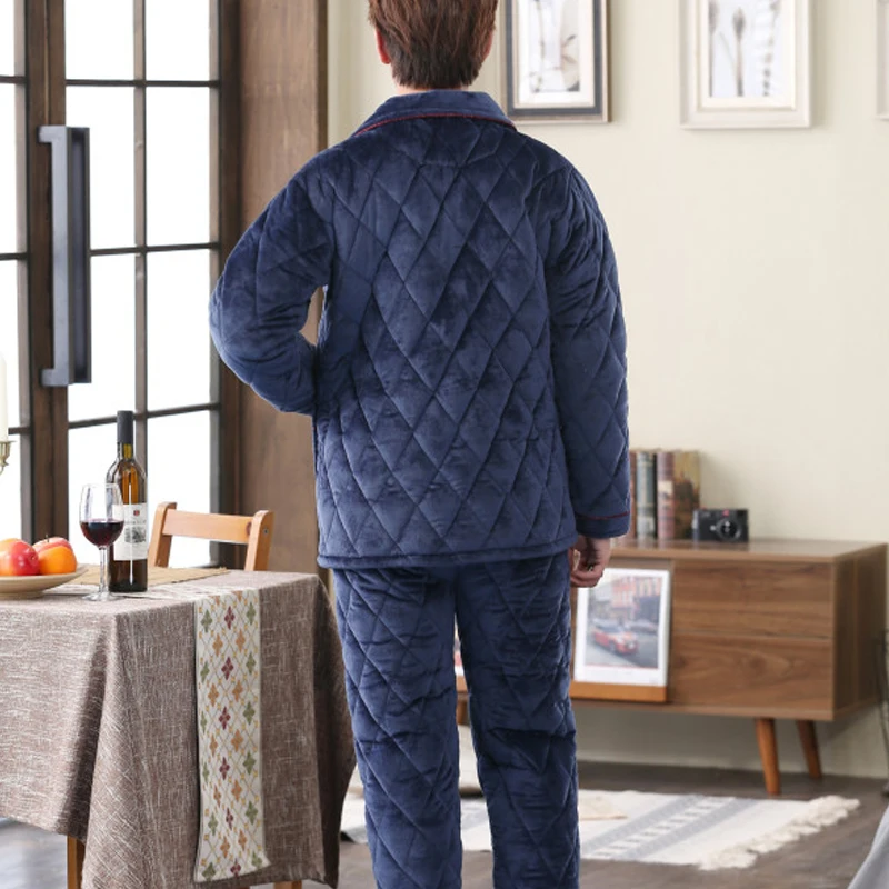 QUHENG Pijama for Men Coral Fleece 2 Pieces Lounge Sleepwear Pyjamas Autumn Bedgown Home Clothes Man PJs Flannel Pajamas Set