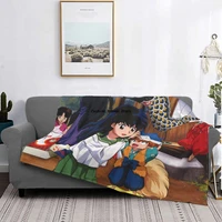 anime shippou kagome knitted blankets coral fleece plush inuyasha soft throw blanket for outdoor travel bed rug