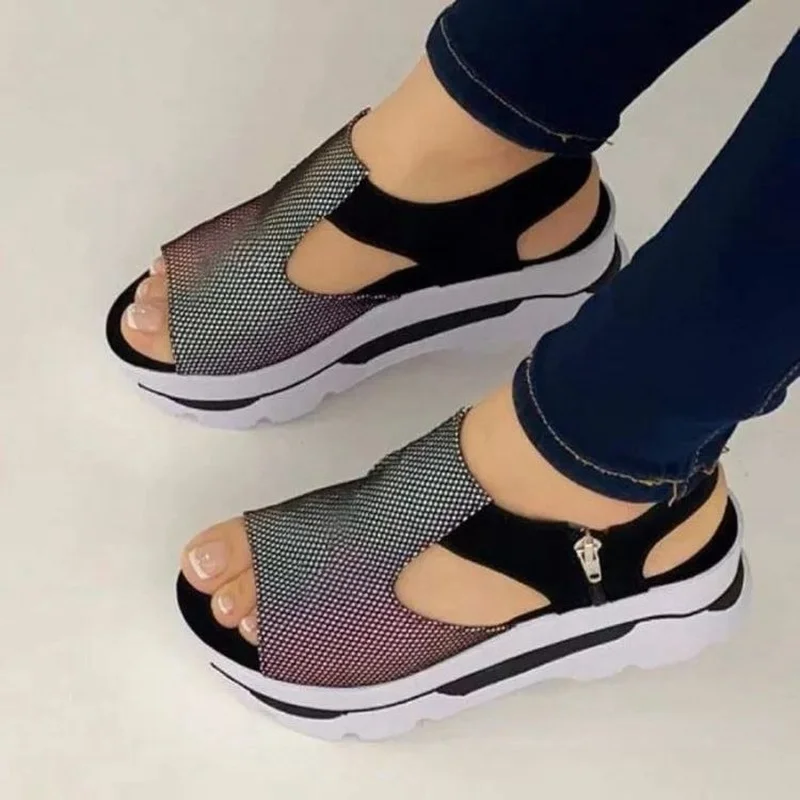 2022 Summer Fashion Wedge Platform Sandalias Women Peep Toe Shoes of Women Plus Size Height Increase Casual Beach Ladies Sandals images - 6