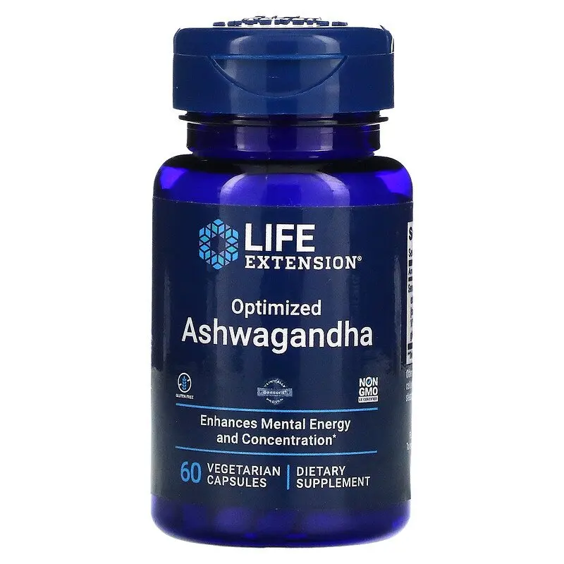 

Продление жизни, оптимизированная Ashwagandha, 60 вегетарианских капсул, улучшает умственную энергию и концентрацию
