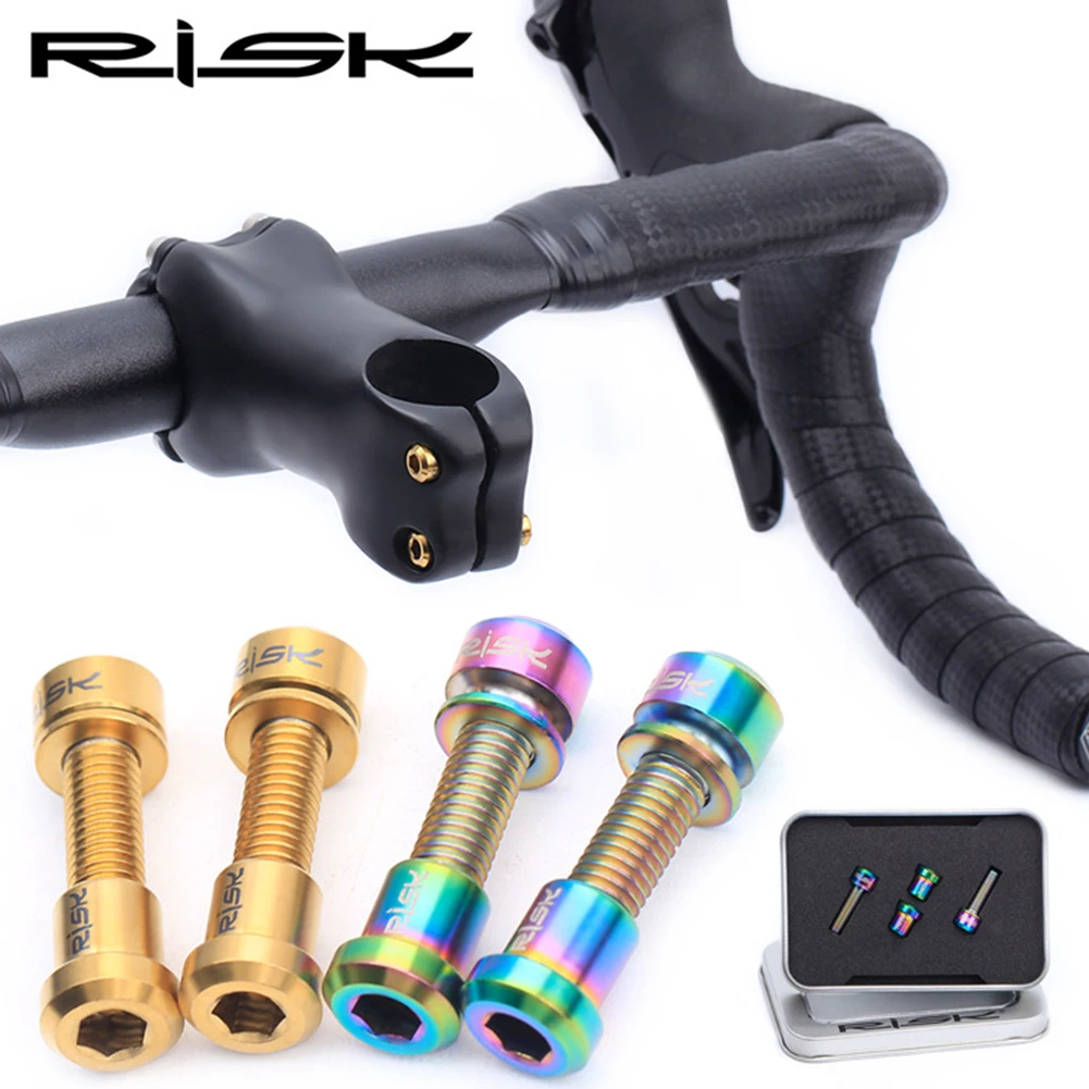 

RISK M5x18mm Road Bike Carbon Stem Bolts Nut Kits Titanium Mountain Bicycle Handlebar Stem Screw Bolts Cycling Parts Accessories