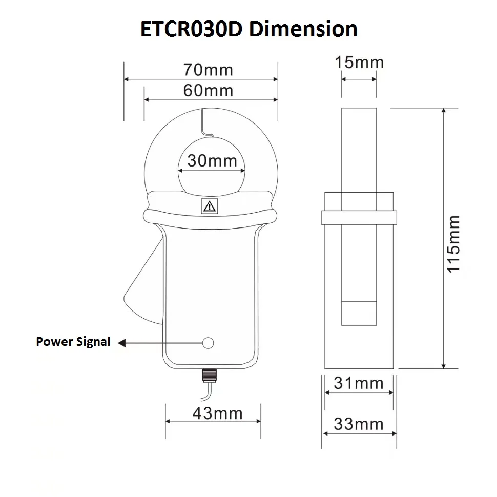 ETCR030D DC 10A Датчик тока утечки Прочность изоляции AC 3700 В/ms CT Двухслойная технология