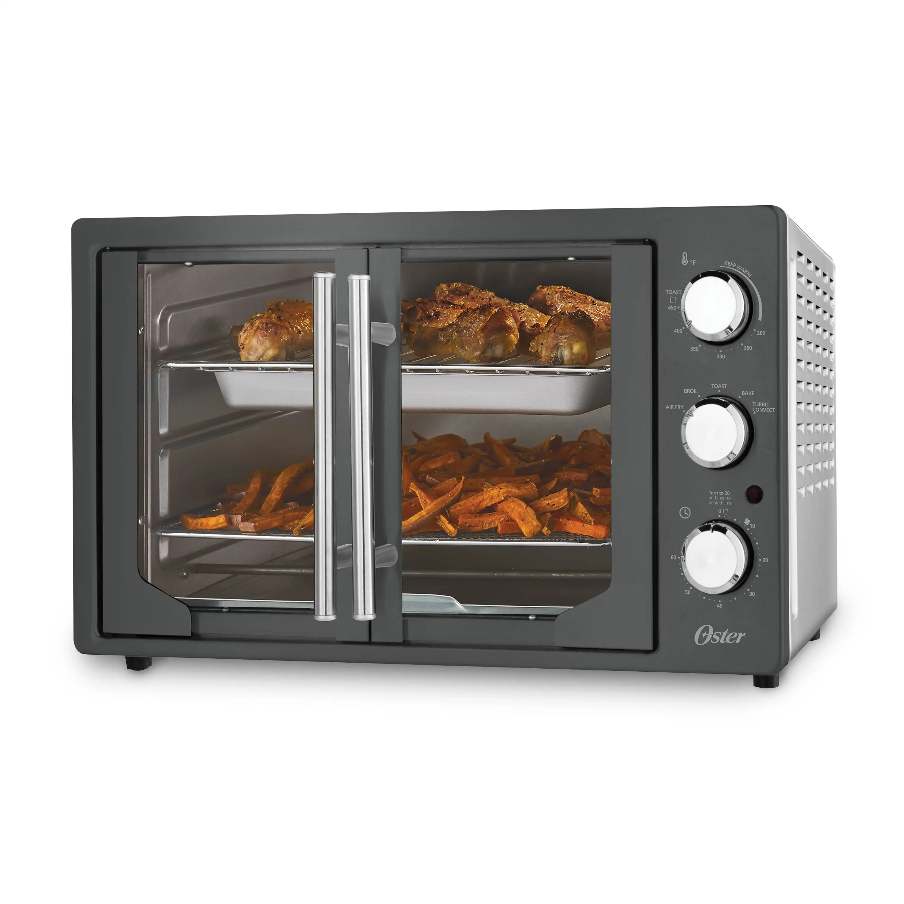 

HuanQiu Extra-Large French Door Air Fry Countertop Toaster Oven