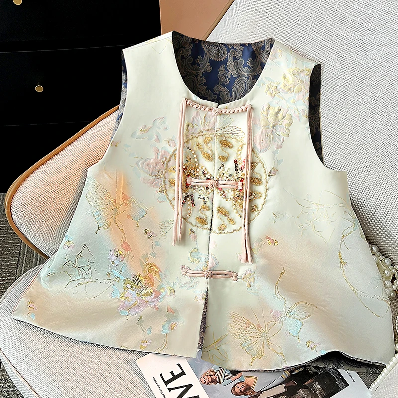 Новый китайский жилет Sle женский весенне-осенний без рукавов верхняя одежда