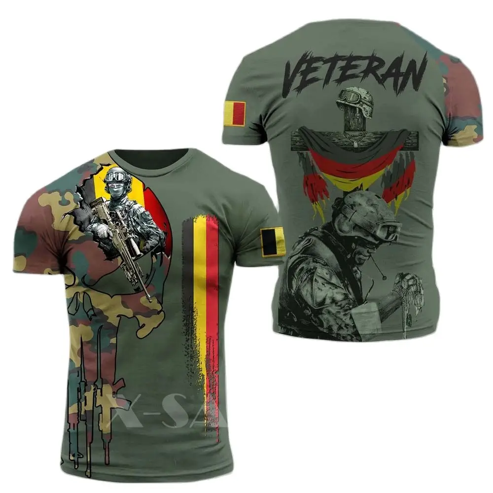 

Summer Men's T-shirt Army Flag Printed T-shirt For Men Field Outdoor O-neck Men's Clothing Camouflage Short Sleeve Oversized Top