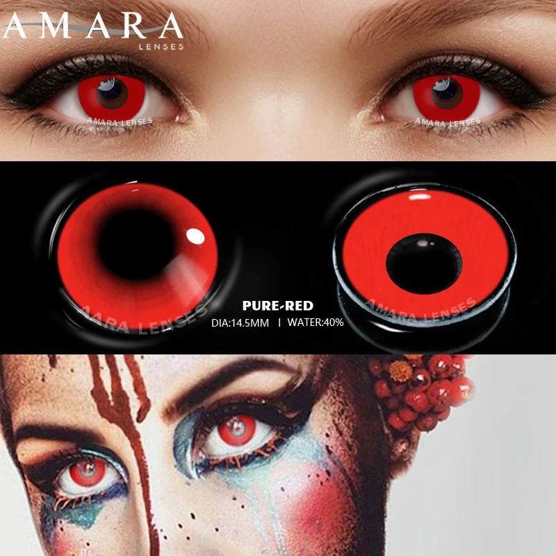 Цветные контактные линзы AMARA для косплея Шаринган аниме аксессуары Красные