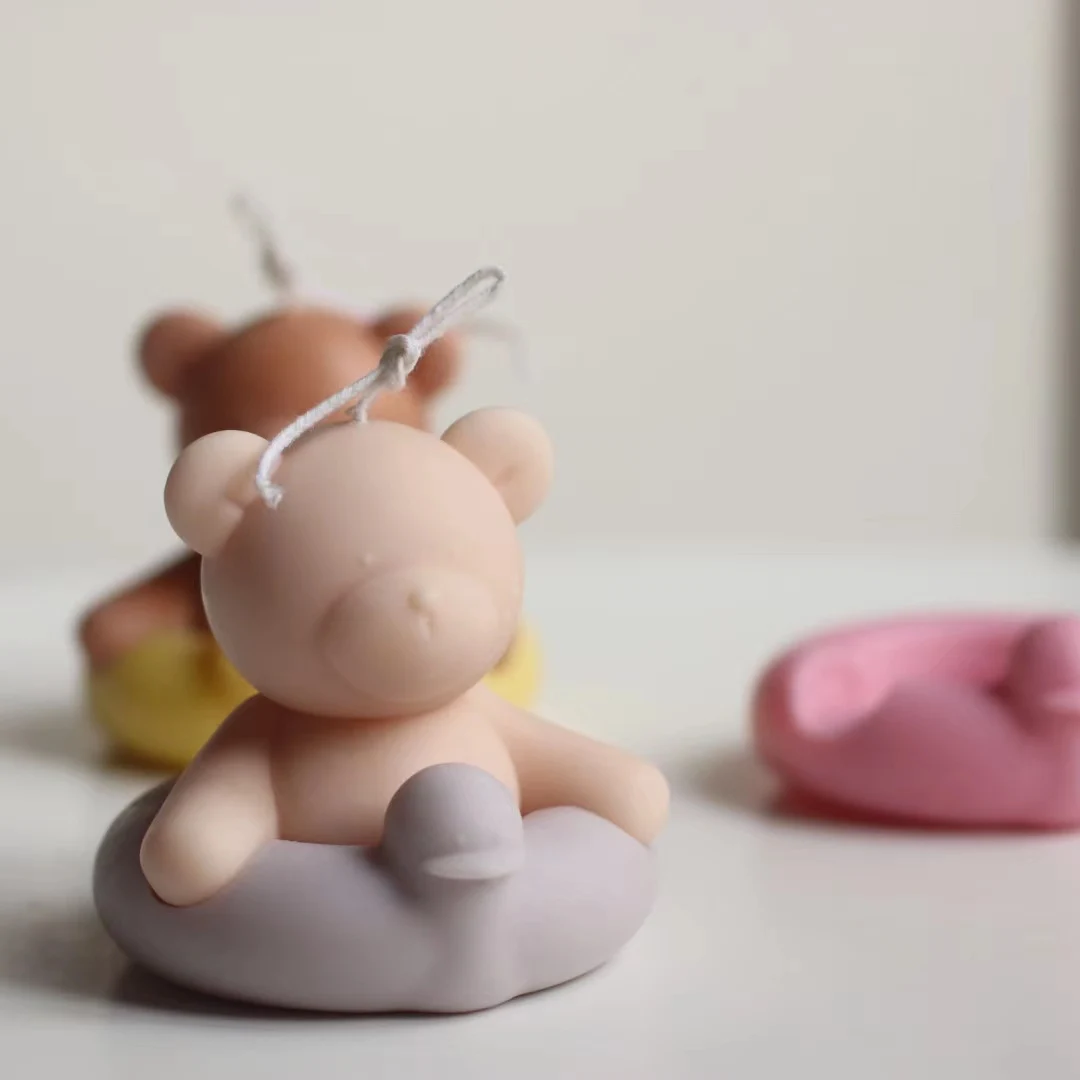 

Cute Bear Swimming Ring Silicone Mold DIY Candle Mold for Candle Making Supply Soap Aromatherapy Mould Summer Party Home Decor