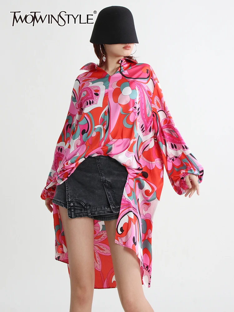 

Женская рубашка с отложным воротником TWOTWINSTYLE, свободная блузка с длинным рукавом и пуговицами, осень 2019