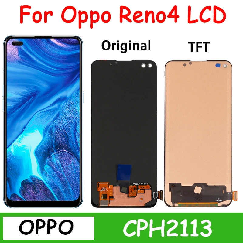 

6,43 "Оригинальный ЖК-дисплей для Oppo Reno4 CPH2113, фотодисплей для OPPO A93 4G/Reno 4 lite/F17 Pro/Reno 4F
