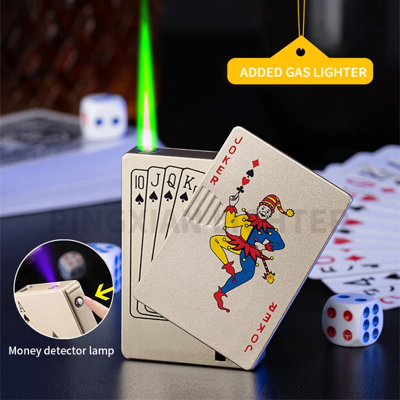 Металлическая струйная Зажигалка для игральных карт зеленая покера аксессуары