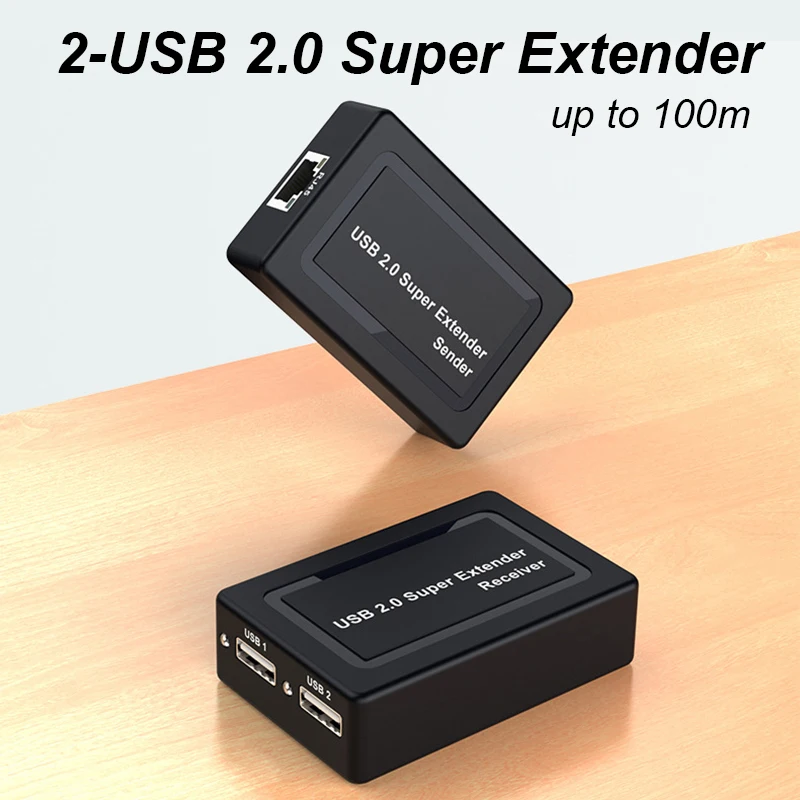 Фото Суперудлинитель USB 2.0 по сетевому кабелю RJ45 Cat6 Ethernet для MAC, Win7/8/10, Win11, веб-камер, мышей, клавиатур, принтеров №1