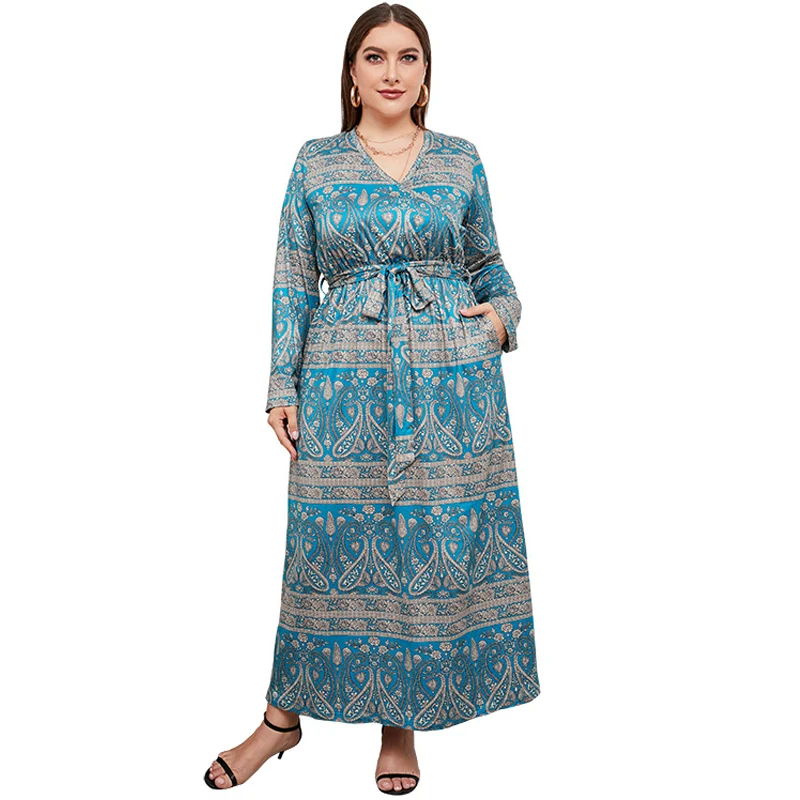 

Винтажное Цветочное платье кешью с объемным V-образным вырезом большого размера