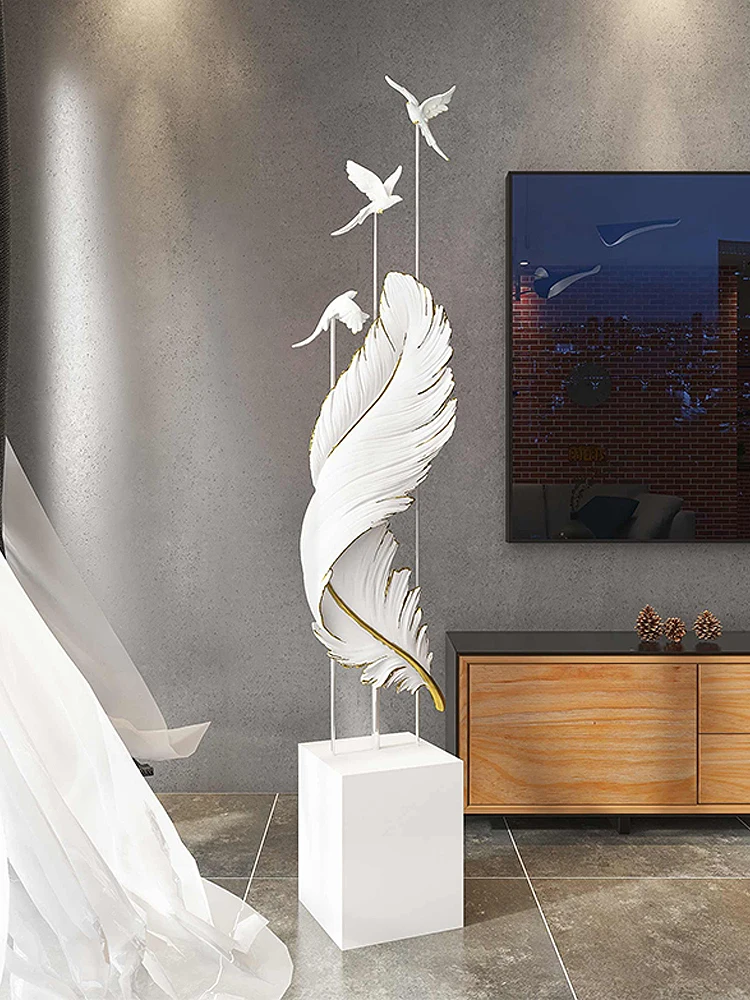 Домашний декор скульптура в виде пера для гостиной большой напольный диван