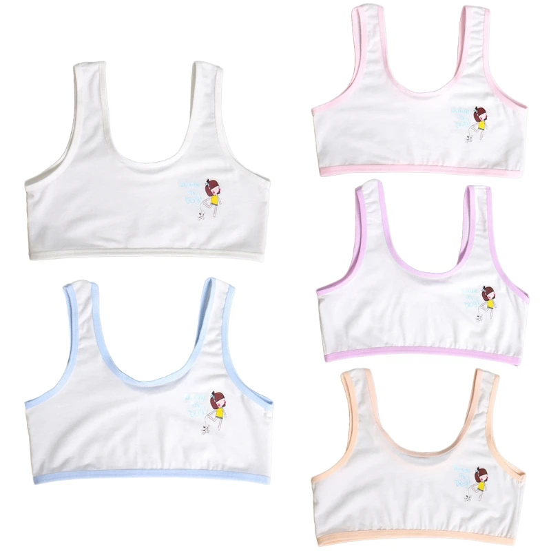 

Teenager Baby Girls Lovely Cartoon Print Underwear Training Bra Unpadded Vest